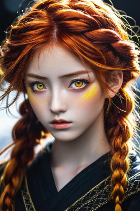 00221-544942408-stunning anime portrait of a red-haired girl with intense yellow eyes, close-up view, intricate hand details, braided hair, dark.png